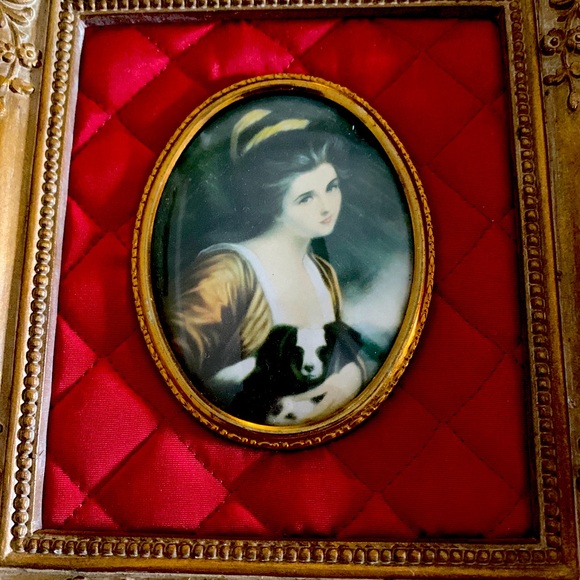 Rare European French Cameo Silk Tufted Hand Carved Wooden Frames Antique 1930s - Picture 6 of 6